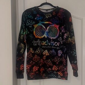 Women's Psychedelic Crew Neck Sweater - Black